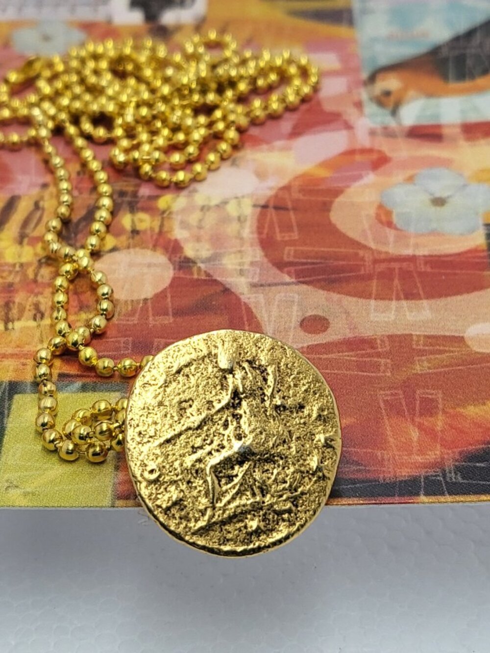 Necklace with vintage Todd Oldham Buttons 90s 24K Gold